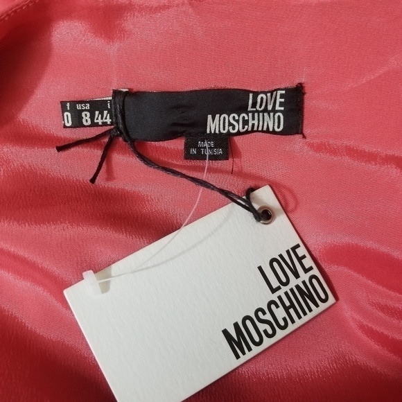 Love Moschino coral pink ruched ruffle side dress sleeveless women's size 8 - Picture 4 of 9